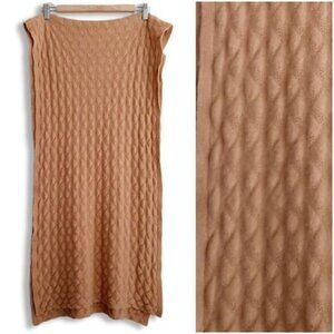 ROYAL CASHMERE 100% Cashmere Large Textured Fine Knit Scarf Wrap Tan